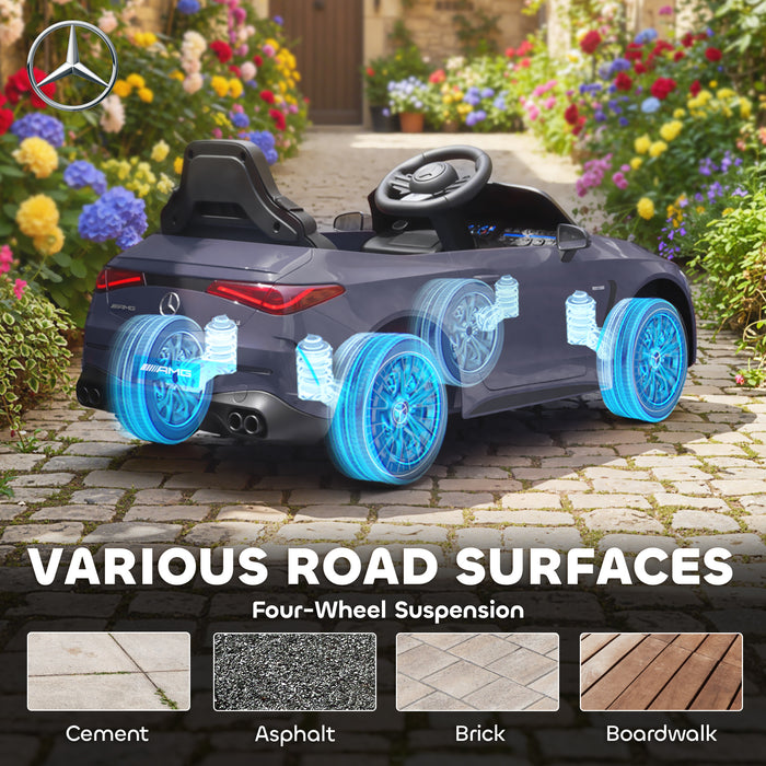 AIYAPLAY Licensed Mercedes AMG Kids Electric Car, 12V Ride On Car with Dual Motors, Remote Control for 3-6 Years, Grey