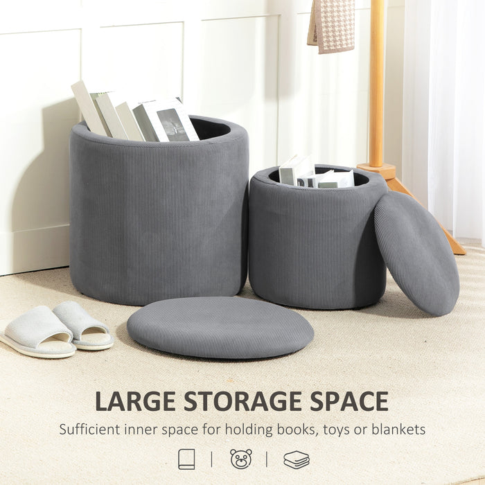 HOMCOM Modern Storage Ottoman with Removable Lid - Light Grey