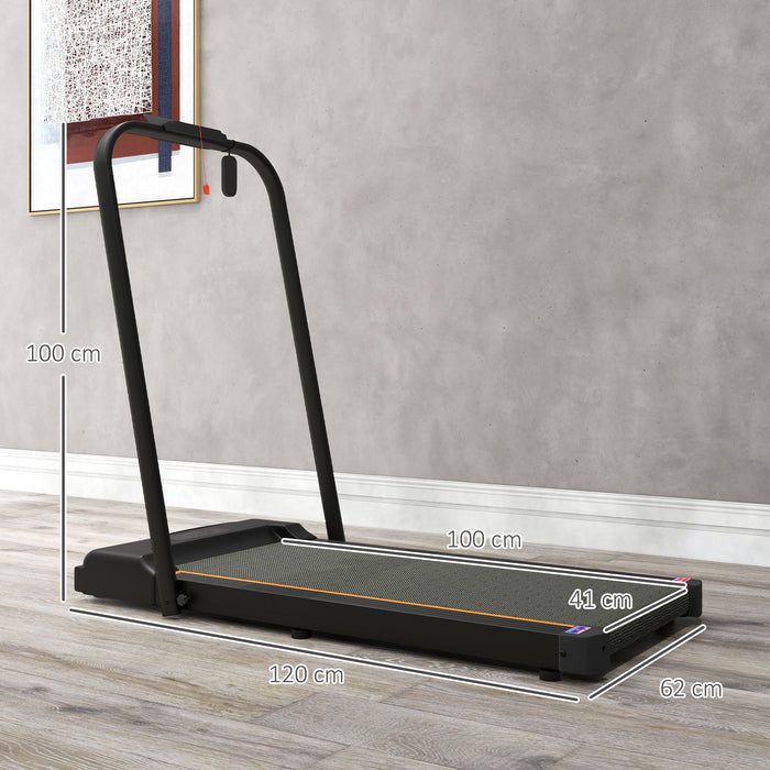 2.5HP Compact Walking Treadmill - Foldable Design with Remote Control and LED Display, 1-6km/h Speed Range - Ideal for Home Gym and Office Fitness, Vibrant Orange
