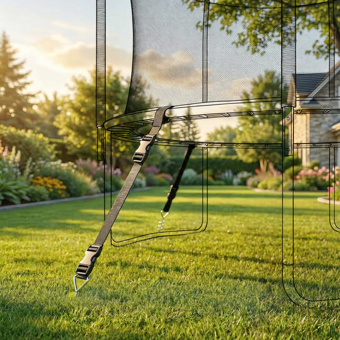 SPORTNOW 4Pcs Trampoline Anchor Kit, 32 cm Galvanised Trampoline Stakes, Spiral Ground Anchors with Triangle Head, Straps