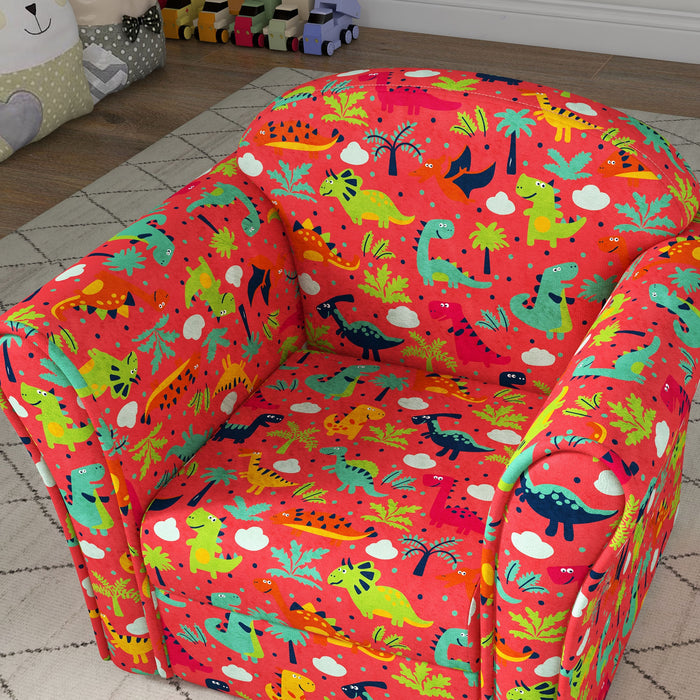 Dinosaur-Themed Kids Armchair - Sturdy Wooden Frame & Cozy Chair for Children - Perfect for Bedroom, Playroom, or Kids Spaces