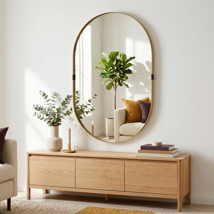 HOMCOM Wall Mirror, Bathroom Mirror with Elevated Aluminium Alloy Frame, 60 x 90 cm, Gold Tone