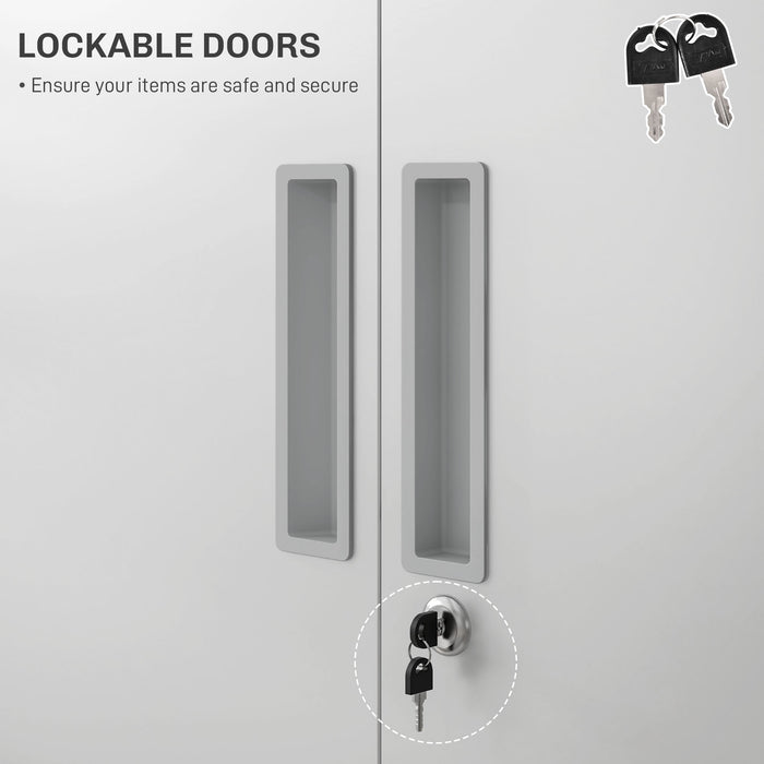 Lockable White Steel Cabinet with Five Shelves - Secure Storage Solution for Office - Ideal for Organizing Files and Supplies