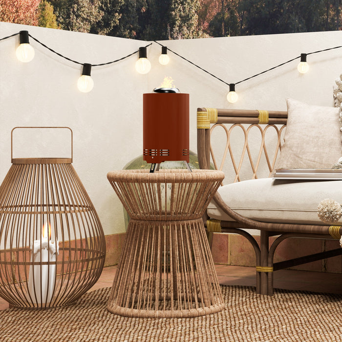 Outsunny Smokeless Fire Pit, 16 x 16 cm Stainless Steel Portable Wood Burning Firepit with Poker for Garden Camping Bonfire Party, Red