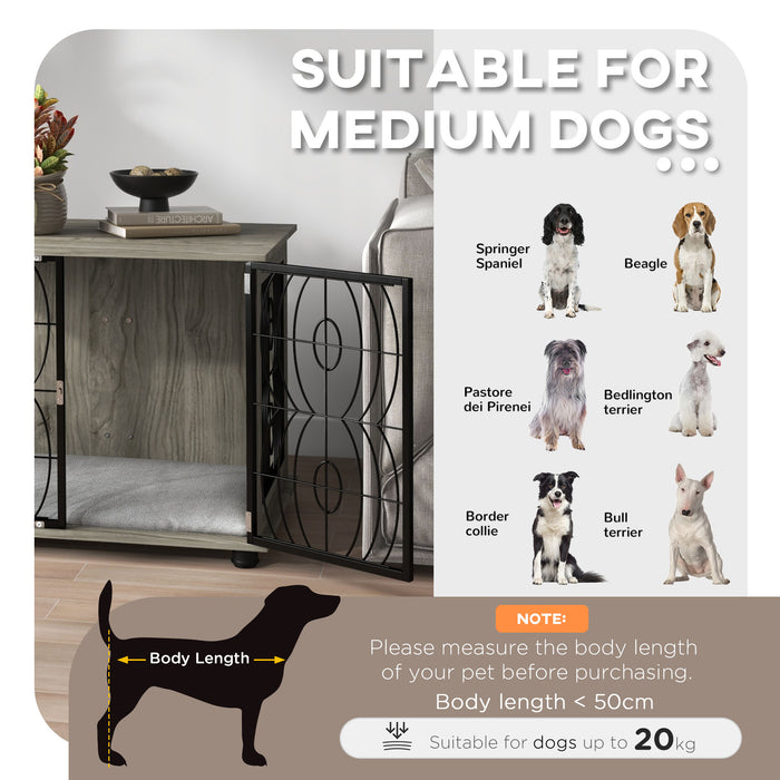 Indoor Dog Crate End Table with Cushion - 29.5" Pet-Friendly Furniture with Lockable Door - Cozy & Washable Bed for Medium Dogs