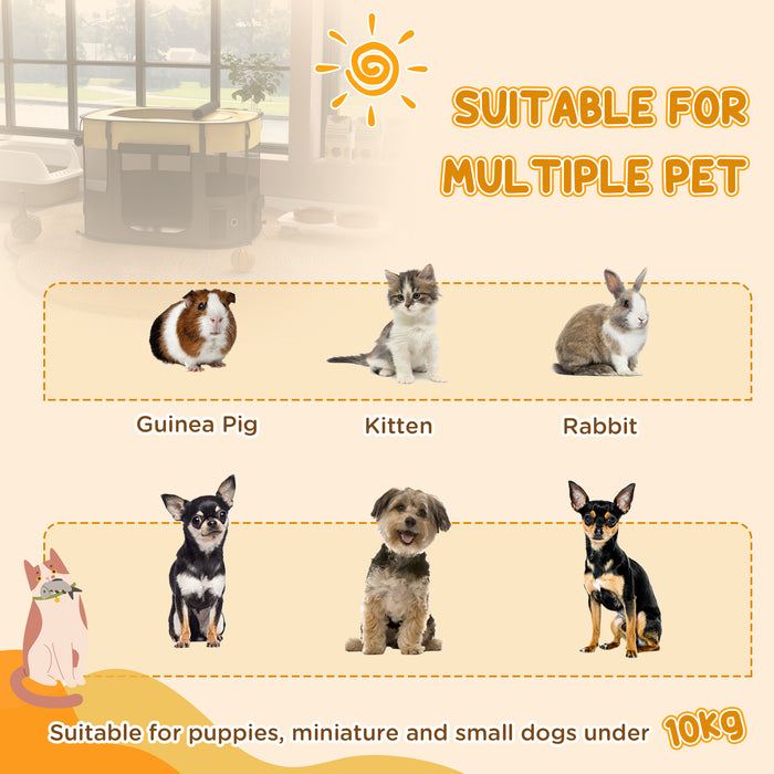 Portable Folding Dog Playpen with Carry Bag - Indoor/Outdoor Pet Enclosure, Bright Yellow - Convenient Space for Pets to Play and Rest
