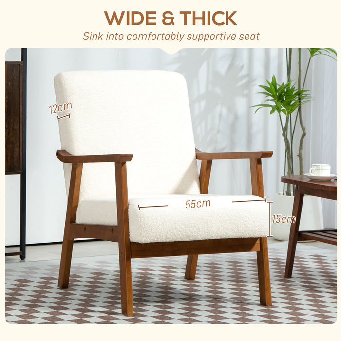 HOMCOM Boucle Seat Mid Century Accent Chair - White | Aosom UK