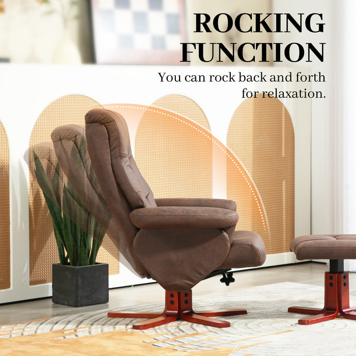 HOMCOM Faux Microfibre Leather Manual Recliner and Footstool Set - Dark Brown | Aosom UK