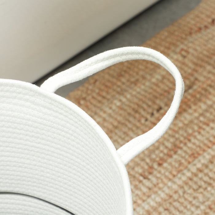 HOMCOM 36L Cotton Rope Laundry Basket, with Handles - Cream White | Aosom UK