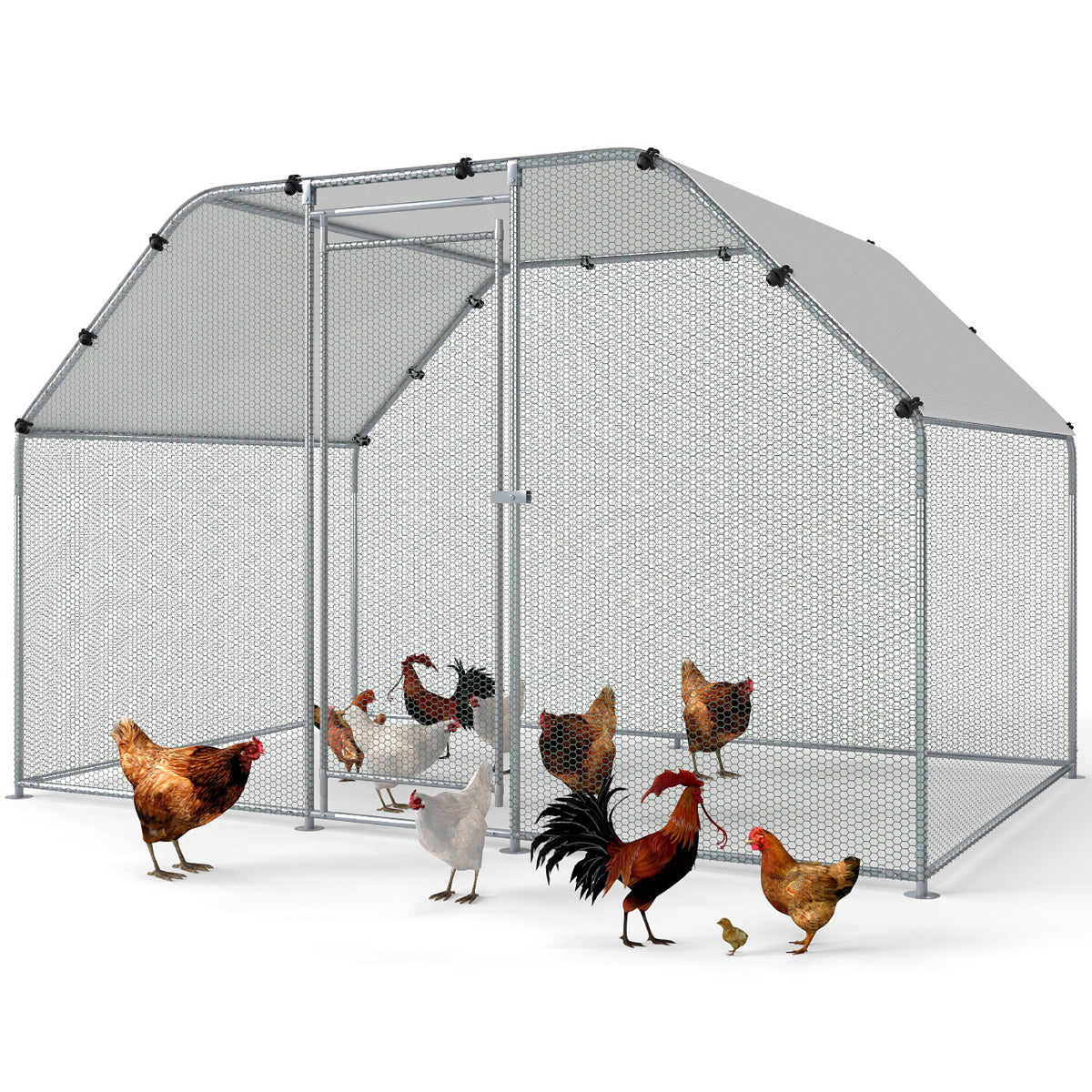 Large Metal Chicken Coop for 10-20 Chickens Chicken Run with Waterproof Cover