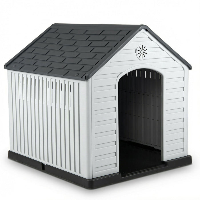 Large Plastic Dog House Waterproof Pet Shelter with Air Vents-