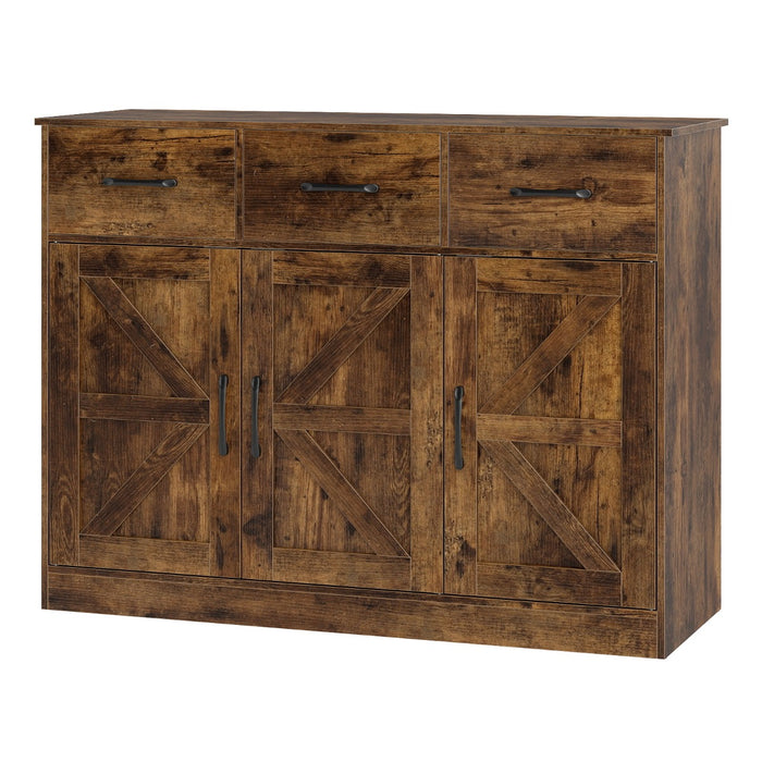 108cm Large Sideboard Storage Cabinet with Adjustable Shelves and Doors-White