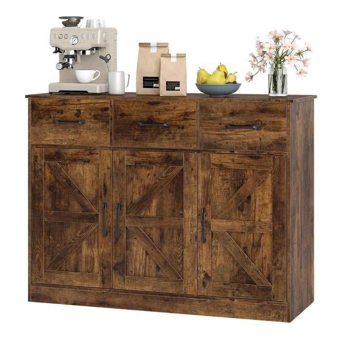 108cm Large Sideboard Storage Cabinet with Adjustable Shelves and Doors-White
