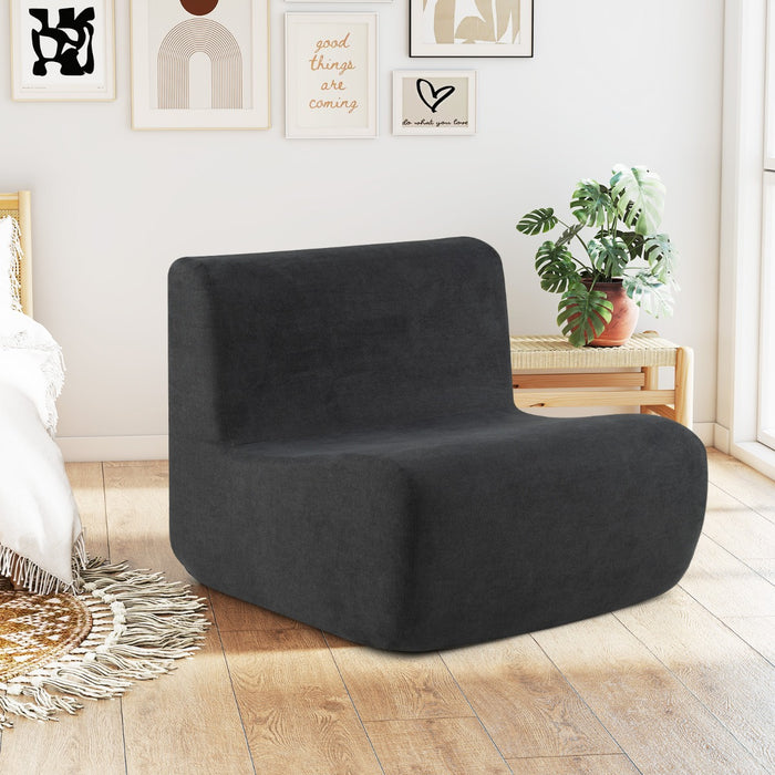 Lazy Floor Sofa Chair with Soft Velvet and Ergonomic Support-