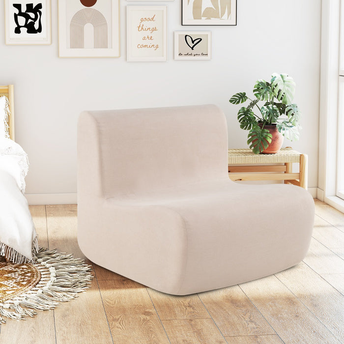 Lazy Floor Sofa Chair with Soft Velvet and Ergonomic Support-