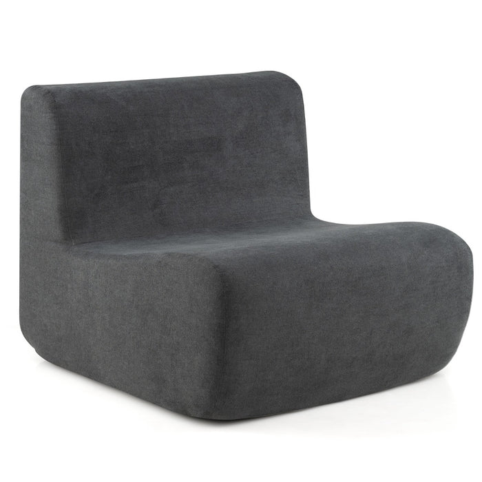 Lazy Floor Sofa Chair with Soft Velvet and Ergonomic Support-