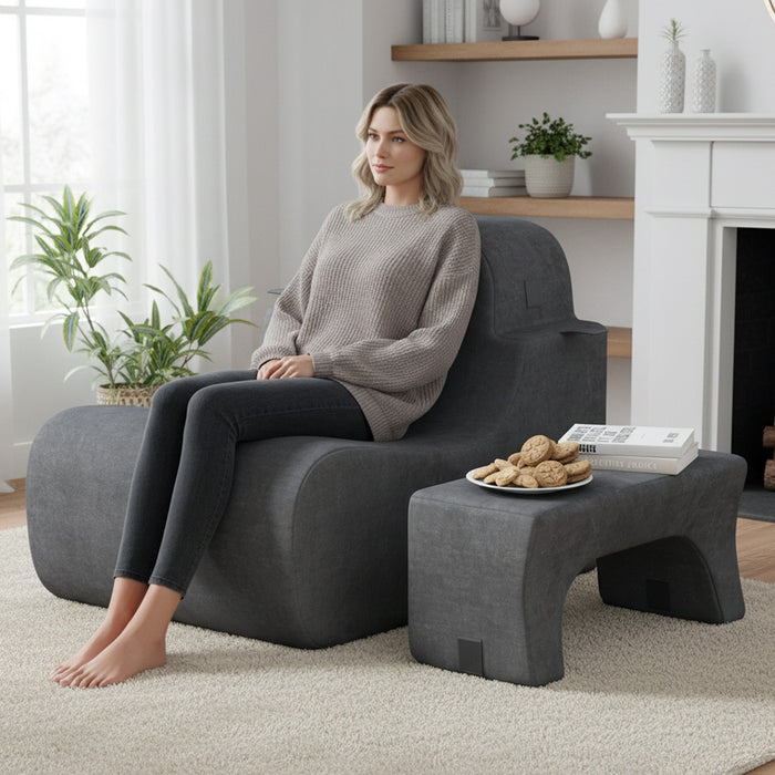 Lazy Sofa with Detachable Headrest and Washable Ice Velvet Cover-