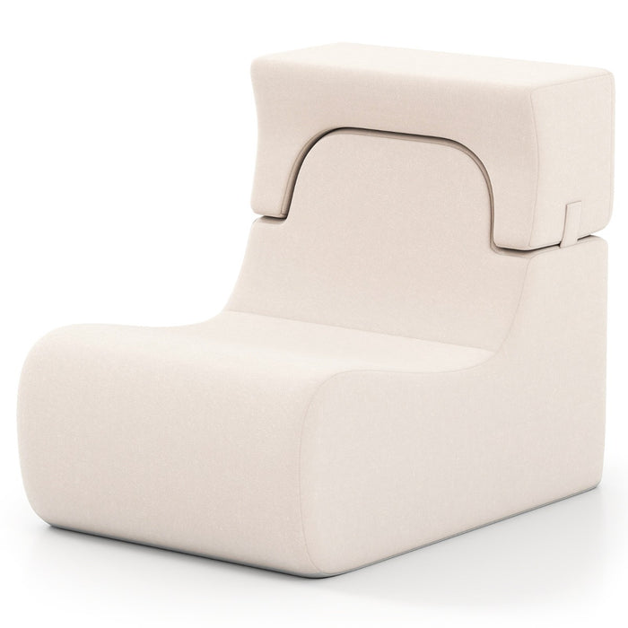 Lazy Sofa with Detachable Headrest and Washable Ice Velvet Cover-