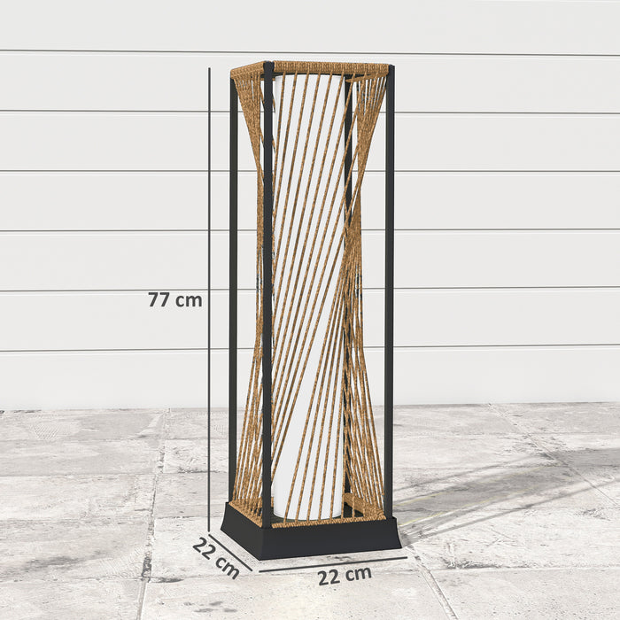 Outsunny Rattan Solar Garden Lights, Auto On/Off LED Floor Lamp, Sand Brown