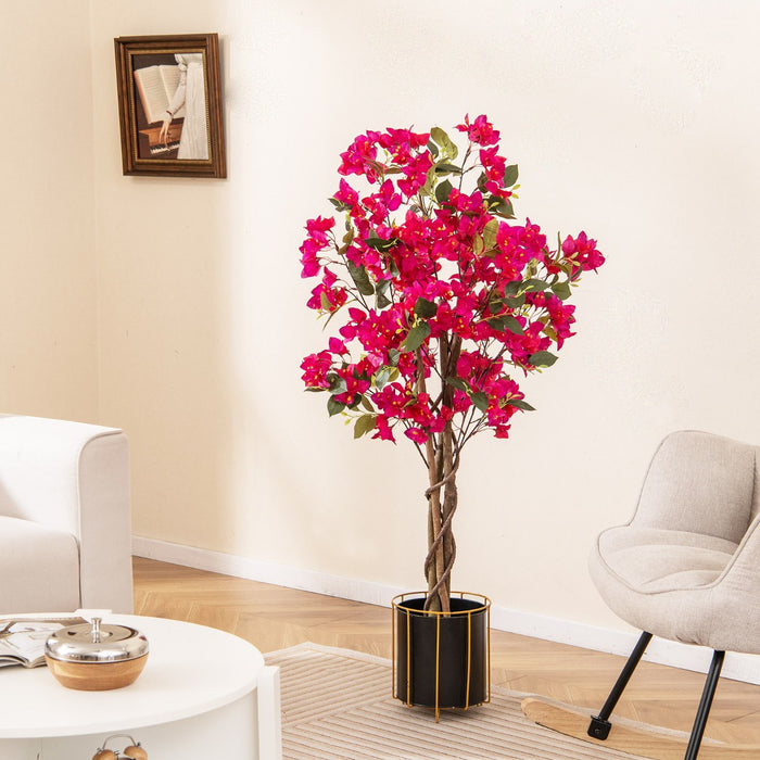 120 CM Tall Artificial Bougainvillea Tree with Blooming Flowers-