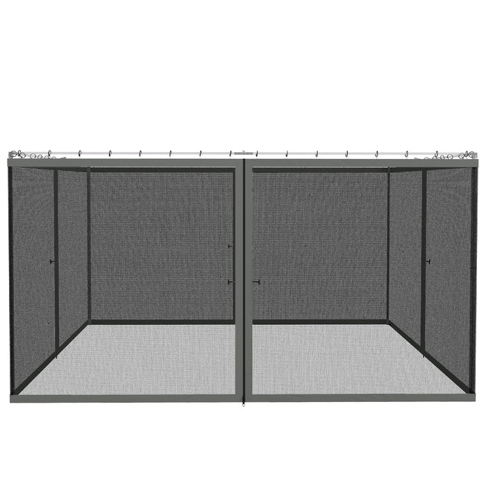 Outsunny 352 x 207cm Universal Replacement Mesh Sidewall Netting for Patio Gazebos and Canopy Tents, (Sidewall Only) Dark Grey