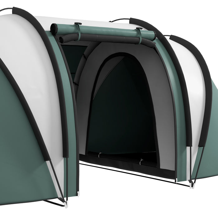 2-Bedroom Camping Tent with Spacious Living Area - 3000mm Waterproof Shelter Perfect for Families - Ideal for Fishing, Hiking, and Festivals in Dark Green