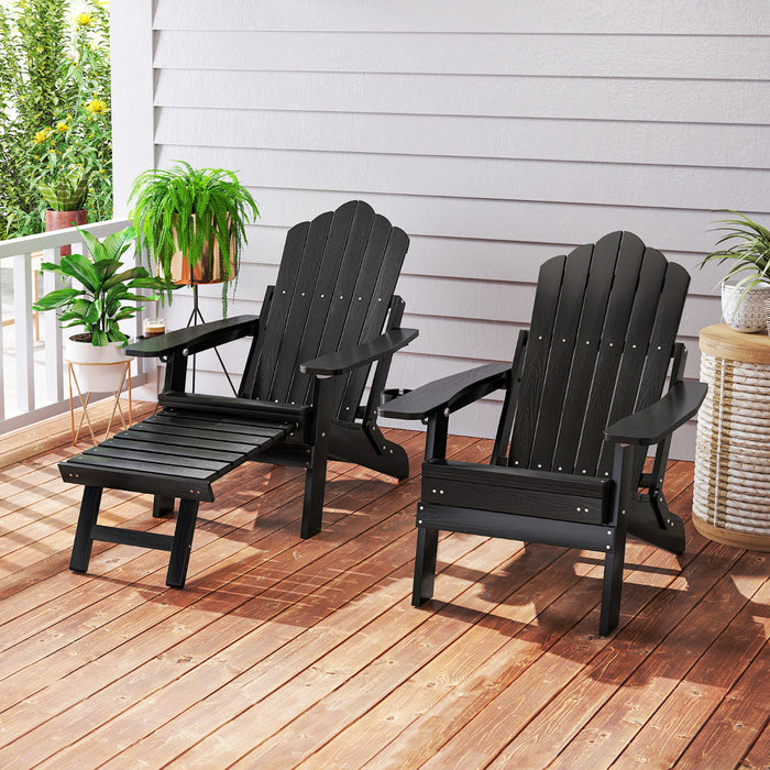 Lounge Patio Adirondack Chair Set of 2 with Retractable Footrest-