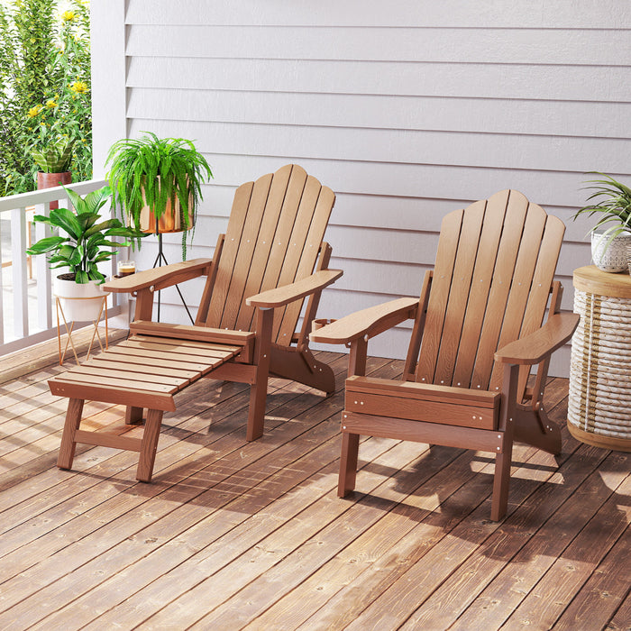 Lounge Patio Adirondack Chair Set of 2 with Retractable Footrest-