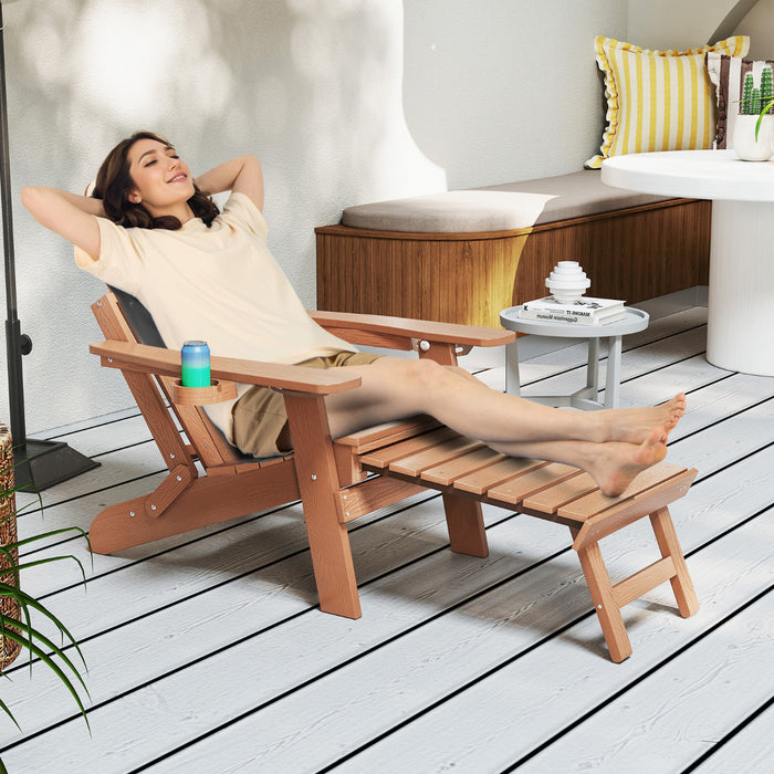 Lounge Patio Adirondack Chair Set of 2 with Retractable Footrest-