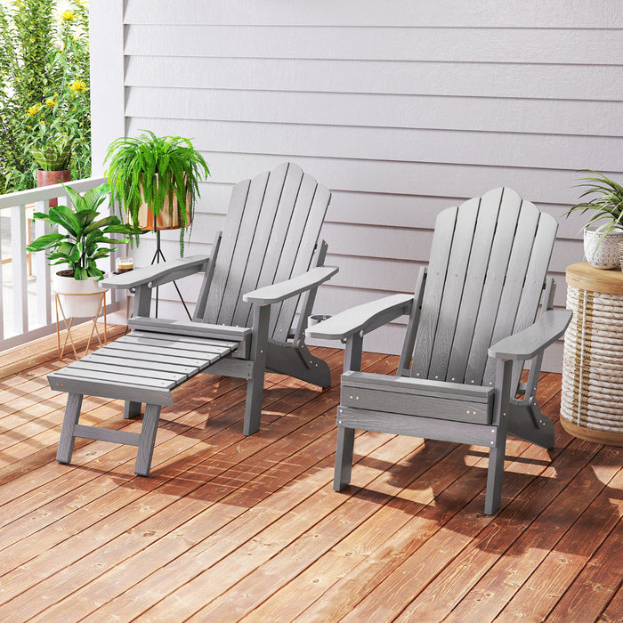 Lounge Patio Adirondack Chair Set of 2 with Retractable Footrest-