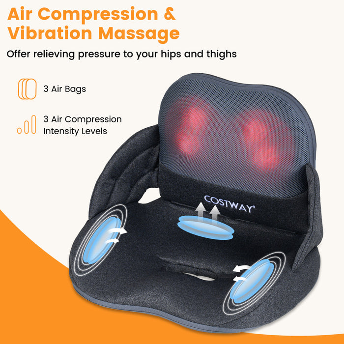Low Back Massager with Heat Foldable Shiatsu Massage Lumber and Hip Support Seat Cushion-