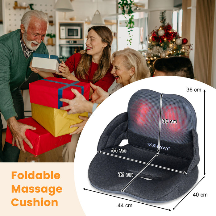 Low Back Massager with Heat Foldable Shiatsu Massage Lumber and Hip Support Seat Cushion-