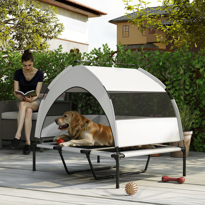 PawHut Portable Elevated Dog Bed with Removable Canopy, Cooling Raised Pet Cot for Large Dogs, 106 x 76 x 94 cm
