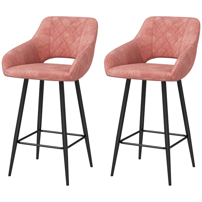 Velvet-Feel Swivel Barstools, Set of 2 - Plush Pink Finish - Ideal for Kitchen Counter and Home Bar Comfort Seating