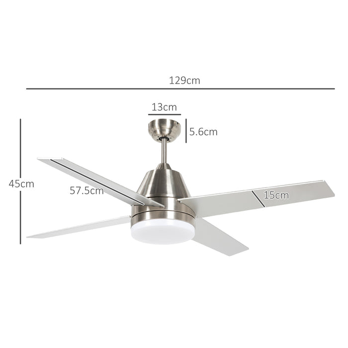 Flush Mount Ceiling Fan with LED Light - Reversible Blades, Remote Control, Stylish Silver and Black Design - Ideal for Modern Home Cooling and Lighting