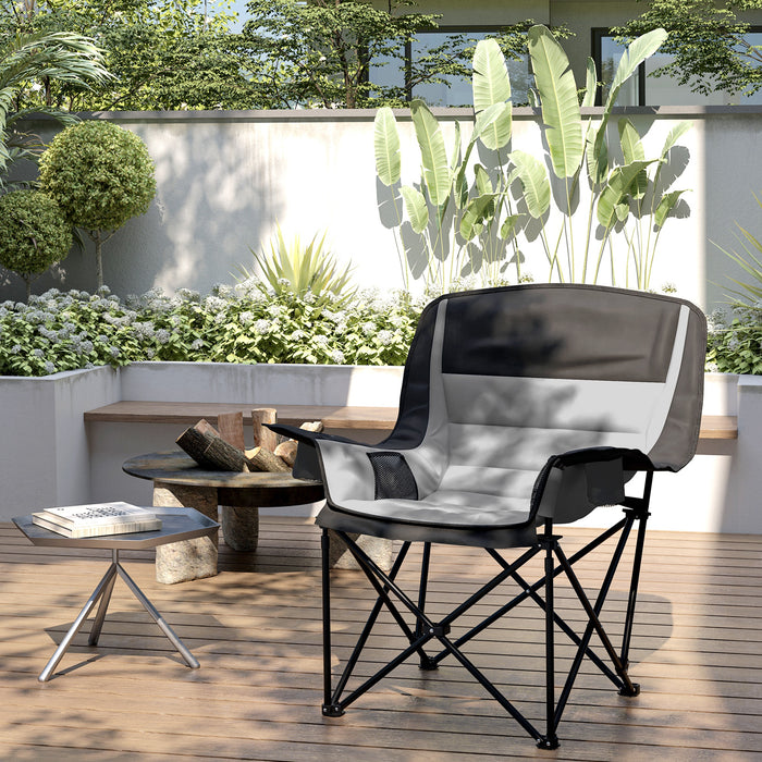 Outsunny Portable Padded Camping Chair, with Bag - Black/Grey