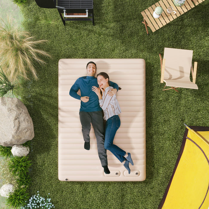 Double Size Inflatable Air Mattress - Includes Built-in Foot Pump and Convenient Carry Bag - Ideal for Camping and Guest Bed Solutions
