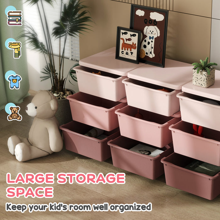 HOMCOM Kids Storage Unit, with Nine Drawers - Pink