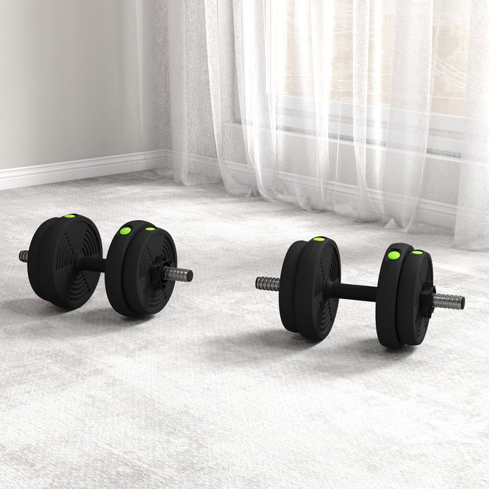 SPORTNOW Adjustable Weight Barbell & Dumbbells Set Free Weights Strength Muscle Exercise Home Gym Training, Black and Green