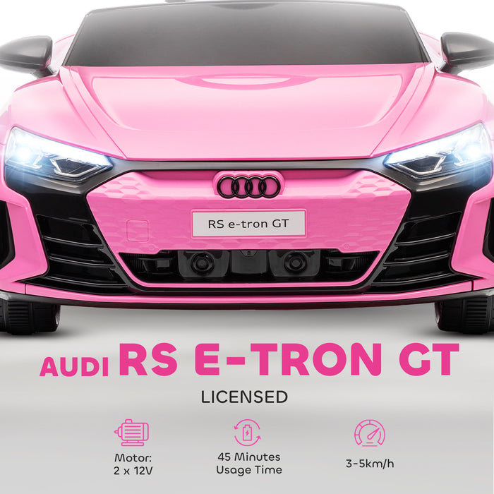 HOMCOM Audi Licensed 12V Kids Electric Ride-On, with Remote Control, Suspension System, Lights, Music, Motor - Pink
