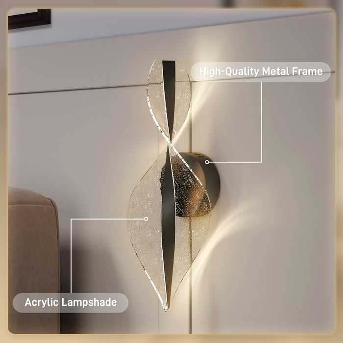 HOMCOM Led Wall Lamp 2 Pack, 13W Modern Indoor Spiral Wall Light, Colour Temperature Adjustable 3000K/4000K/6500K, for Bedroom, Living Room, Hallway, Stairs, Black