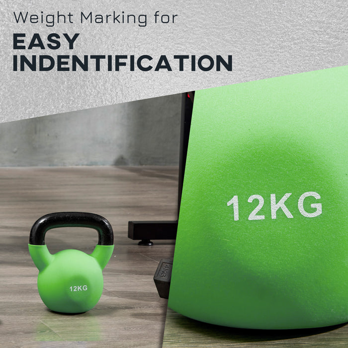 HOMCOM Soft Kettlebell, 12kg Kettle Bell with Non-Slip Handle for Home Gym Weight Lifting and Strength Training, Green