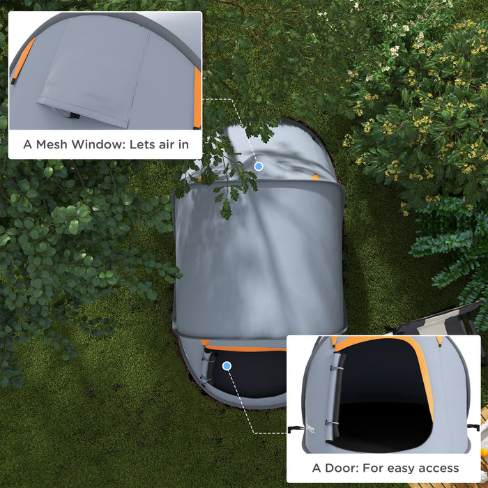2-Person Instant Pop-Up Camping Tent - 2000mm Waterproof, Includes Carry Bag, Ideal for Fishing, Hiking, Backpacking - Grey and Orange Travel-Ready Shelter