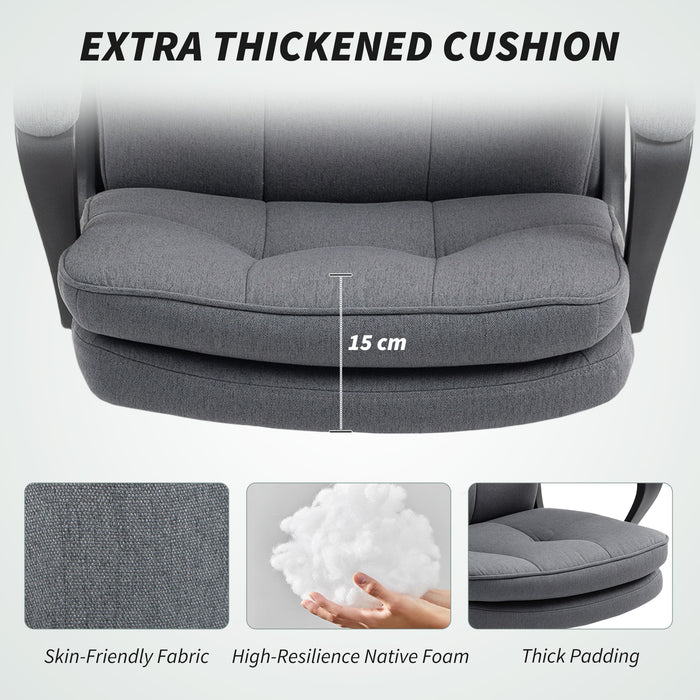HOMCOM Double Padded Linen-Look Office Chair - Charcoal Grey