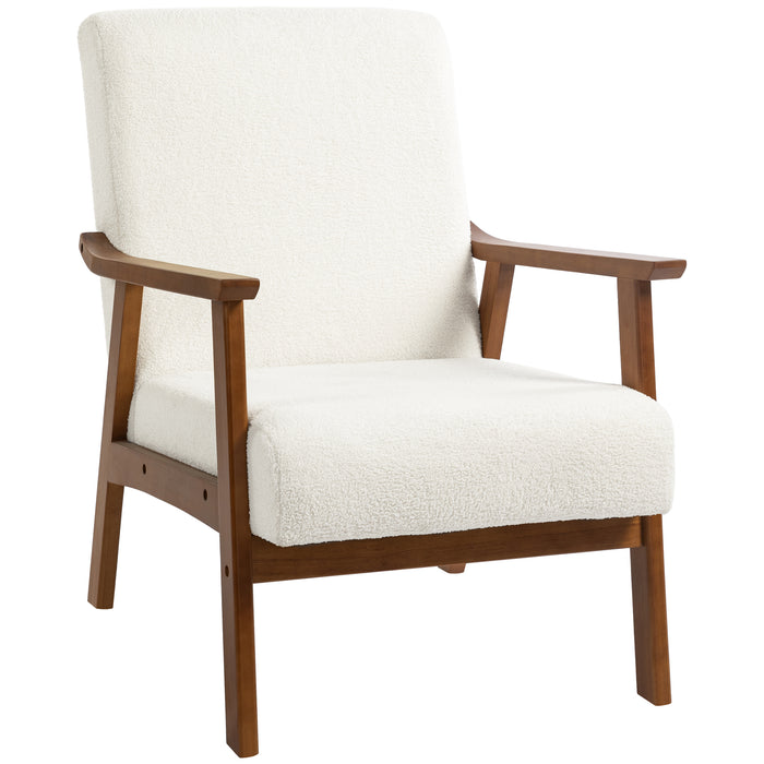 HOMCOM Boucle Seat Mid Century Accent Chair - White | Aosom UK