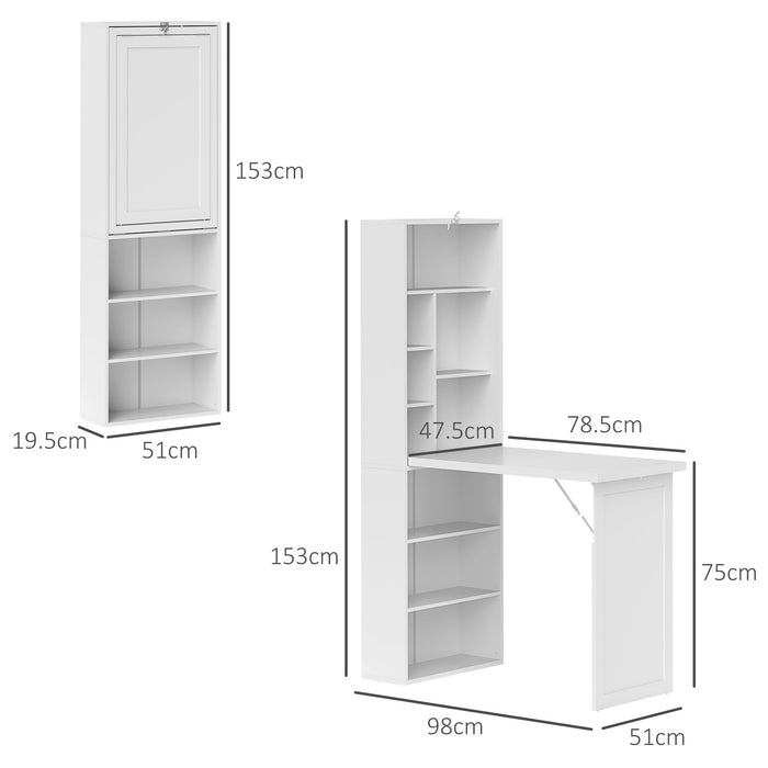 HOMCOM Three-Part Work Desk, with Storage and Chalkboard - White