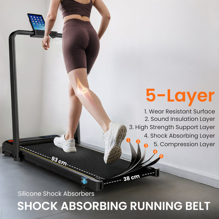 SPORTNOW Folding Walking Treadmill, Under Desk Walking Pad with Incline, Black