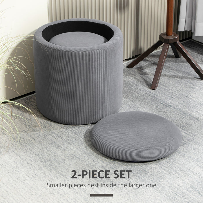 HOMCOM Modern Storage Ottoman with Removable Lid - Light Grey
