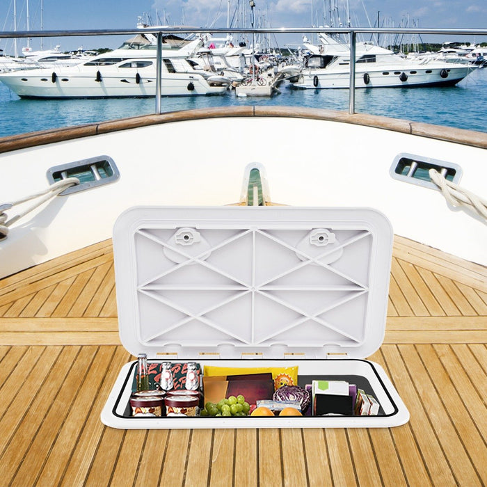 Marine Deck Access Hatch with 180° Lid Hinge and Non-Slip Surface-White
