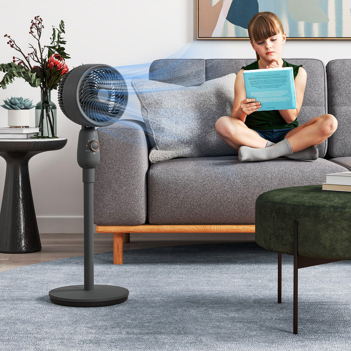 HOMCOM Pedestal Fan, Powerful Air Circulator, 12 Inch Floor Standing Fan with 3 Speed Settings, Oscillating Function for Bedroom, Home and Office, Grey